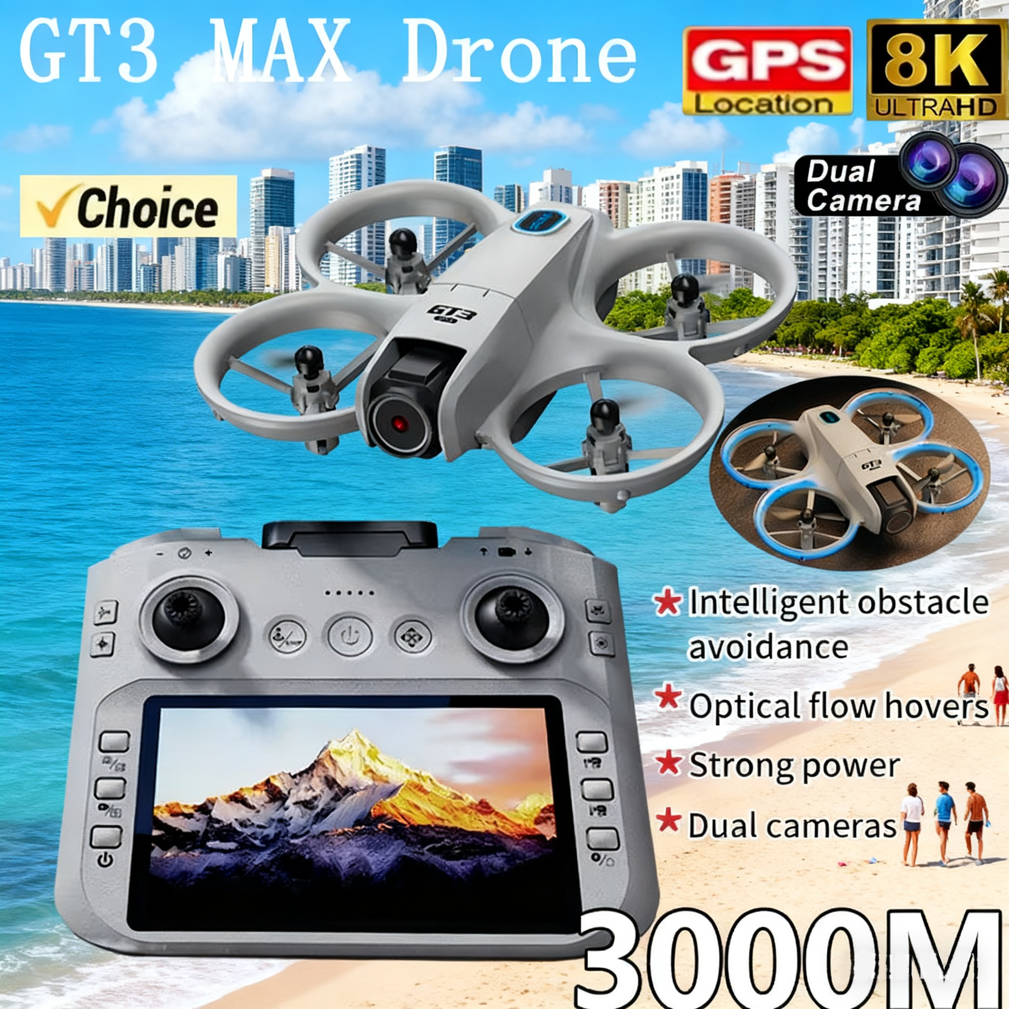 Drone Gimbal Brushless - NEW GT3 Drone with HD Dual