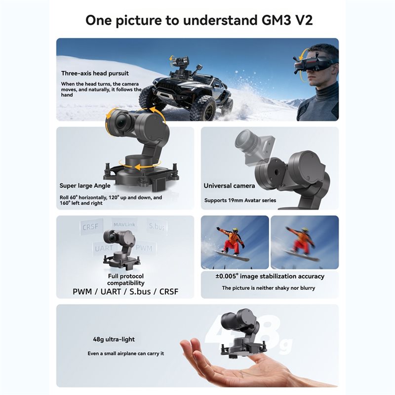 【TODAY-BUY】GM3 V2 3-Axis FPV G - Drone Gimbal 3 Axis review and price